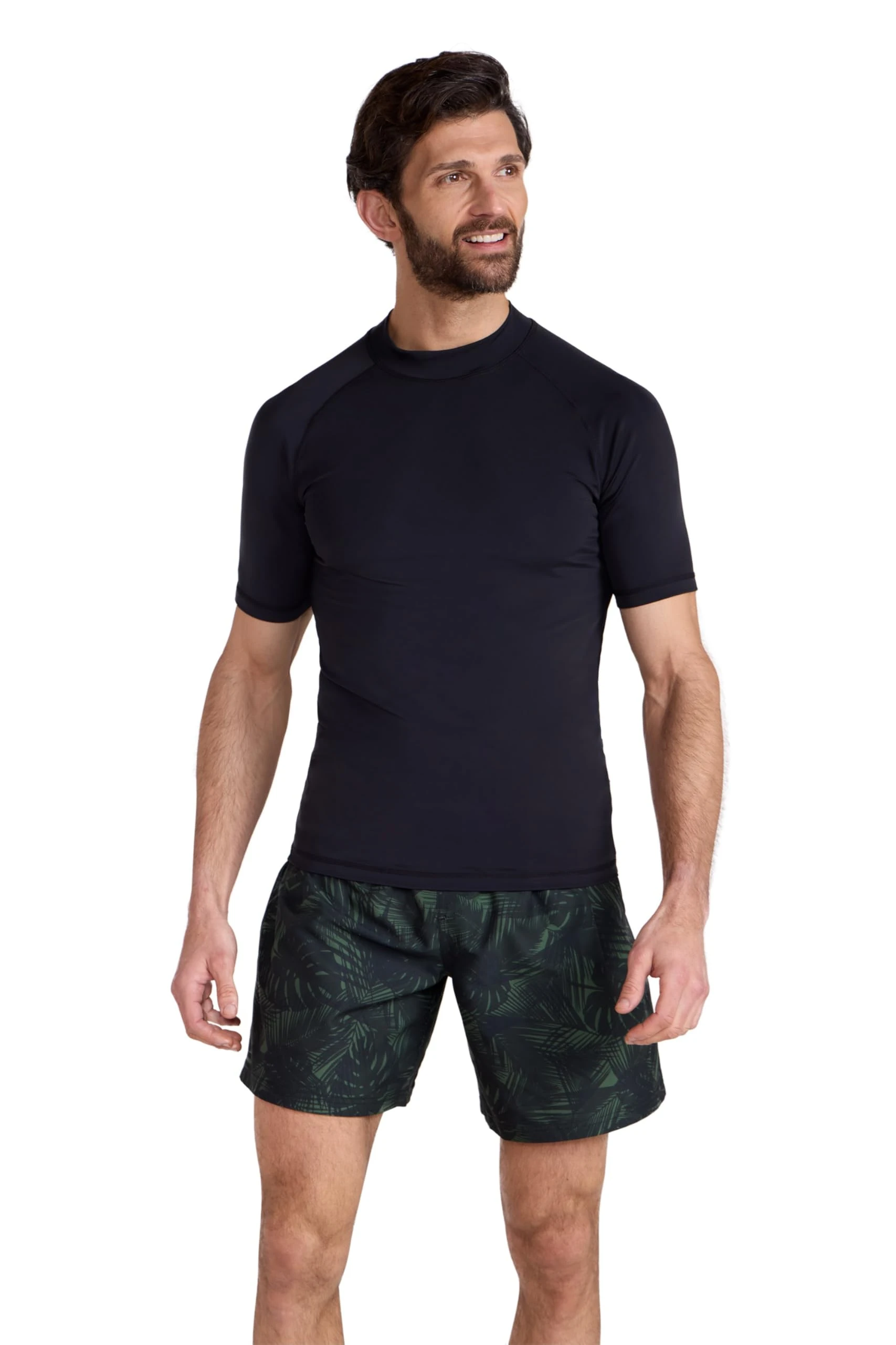 Mountain Warehouse Mens UV Rash Vest - Lightweight, Quick Drying & Stretchy T-Shirt with UPF 50+ & Flat Seams - for Spring Summer, Beach, Swimming & Water Sports Jet Black XXS