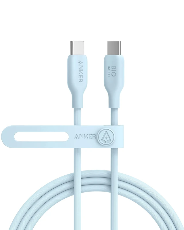 Anker 543 USB C to USB C Cable (240W 6ft), USB 2.0 Bio-Based Charging Cable for MacBook Pro, iPhone 17/16/15, iPad Pro, Samsung Galaxy,and More (Misty Blue)