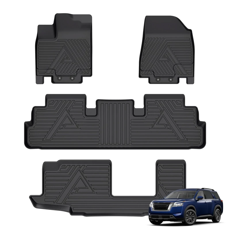 ANBINGO®-Floor Mats Custom for 2024 2023 2022 Nissan Pathfinder 8 Passenger/Infiniti QX60 7 Passenger Waterproof Car Mats All Weather Mats Automotive Floor Liners Front& Rear& 3rd Row Full Set Black