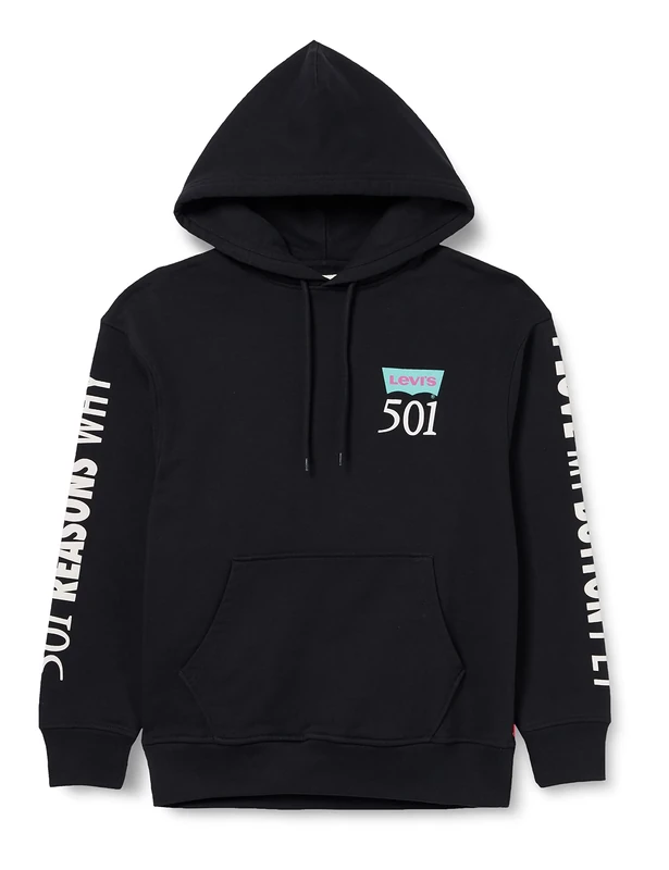 Levi's Men's Relaxed Graphic Sweatshirt Hoodie, Button Fly Hoodie Vw Caviar, S