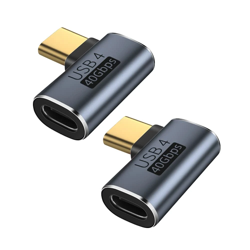 Seminer USB C 90 Degree Angled Adapter (2 Pack) - Compatible for Samsung, MacBook and More USB-C Devices