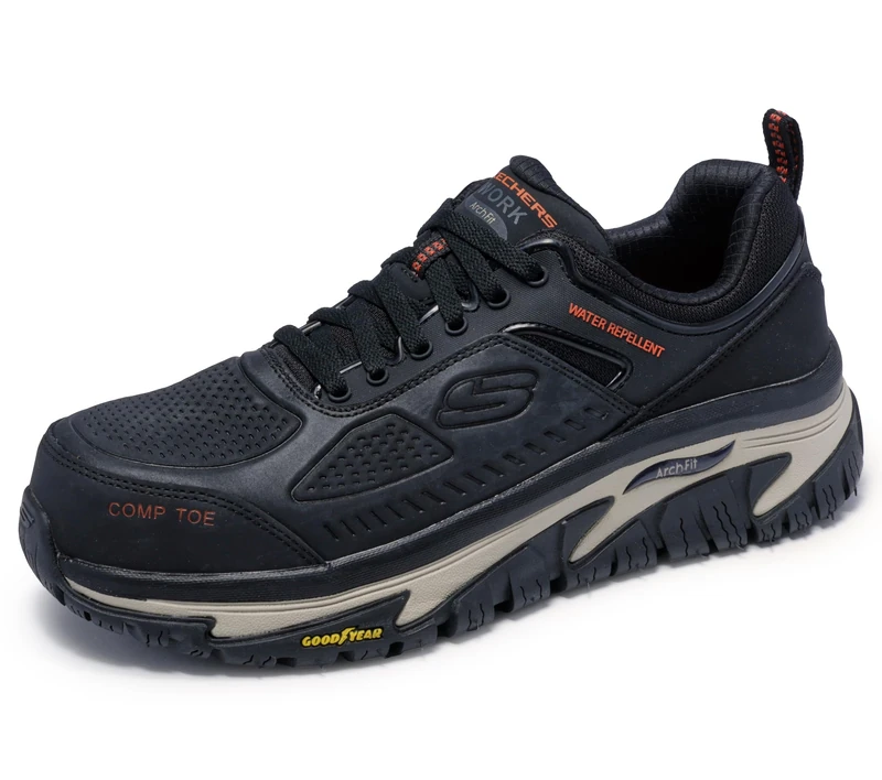 Skechers Arch Fit Road Walker Comp Toe, Black, 10.5