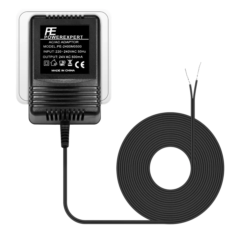 24V 500mA Doorbell Transformer, C Wire Transformer Adapter AC Power Supply Compatible with Ring Video Doorbell & Thermostat with 8M (315") Long Cable (Black)