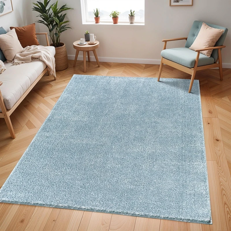 Livabliss Shaggy - Modern Berber Living Room 160x213 cm, Soft Shaggy for Bedroom - Neutral Boho Fluffy , Easy Care Plush Thick Pile - Large , Blue