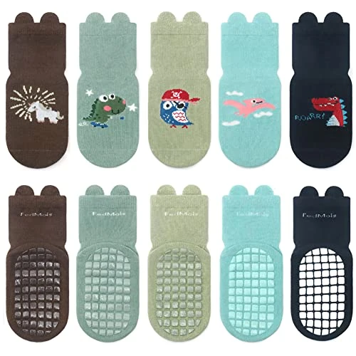 FedMois 5 Pairs Baby Non-Skid Cotton Animal Ankle Socks - Image 1