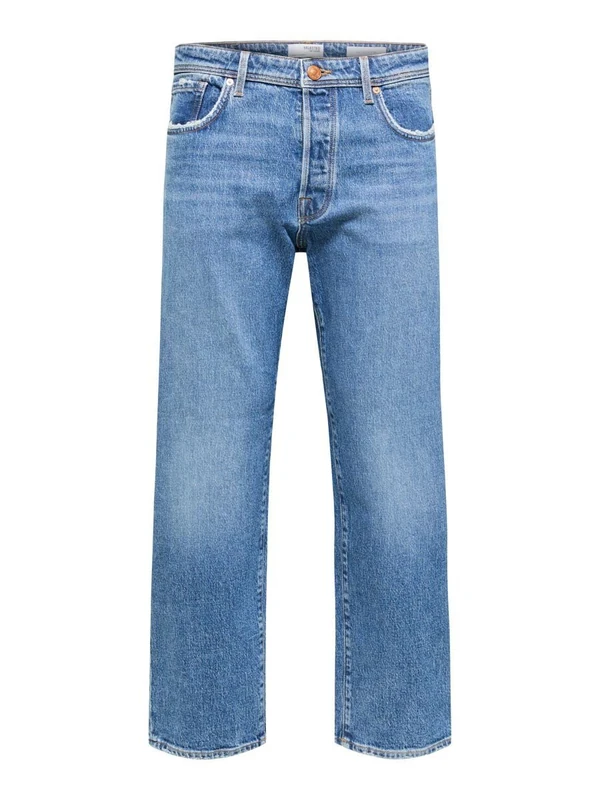 SELECTED HOMME Men's SLHLOOSE-Kobe 24303 MB Washed JNS W NOOS Jeans, Medium Blue Denim, 34/34, Medium Blue (Medium Blue Denim), 34 W/34 L - Image 1