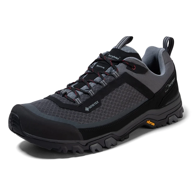 Berghaus Men's Ground Attack Active Gore-Tex Walking Shoes | Waterproof | Advanced Grip, Strlimo/Dkshad/Mment/Syrah, 8