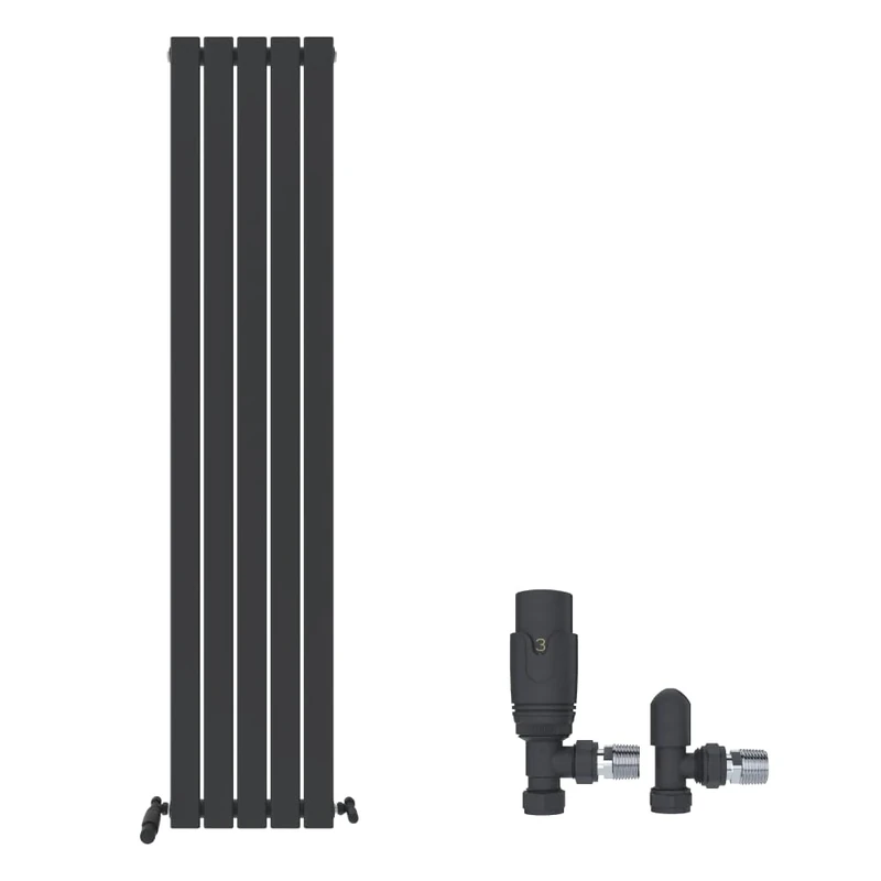 iBathUK Apex Tall Vertical Radiator with Mirror, Single Flat Panel, Wall Mounted for Bathroom,Kitchen,Living Room with Valve, Grey