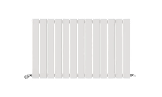 VeeBath Belgravia Radiator, Horizontal Single Flat Panel, Central Heating Wall Mounted/Upstanding Column Designer Radiators for Bathroom/Kitchen/Living Room with Angled Valve- 600x988mm,White