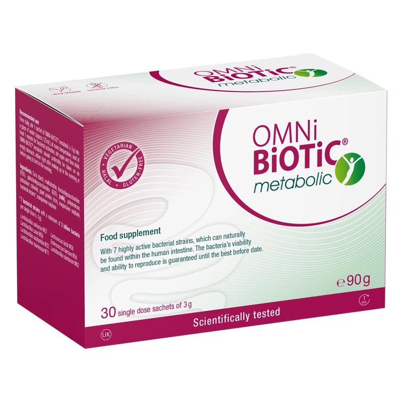 OMNi BiOTiC metabolic | Balance in The Intestine | Probiotic with Highly Active Intestinal Bacteria | 30 Sachets | Powder | Vegetarian | Gluten-Free | for Daily Use