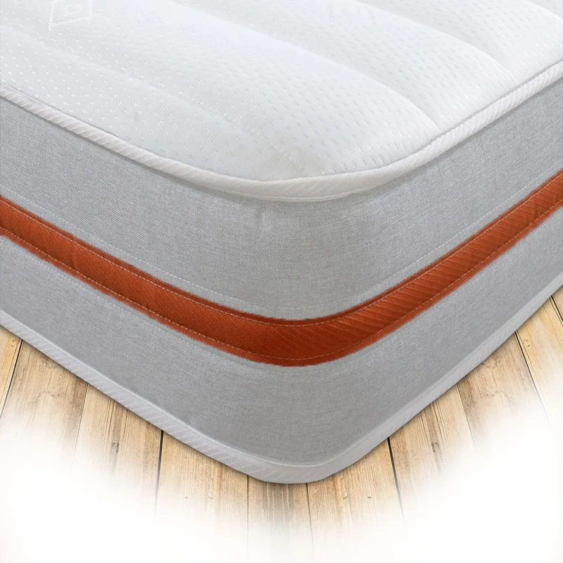 Starlight Beds Eclipse Comfort, Hybrid Sprung Double Memory Foam Mattress. Maximum Value Double Mattress, Soft, 7.5 Inch Deep (White/Orange) (4ft6 x 6ft3)
