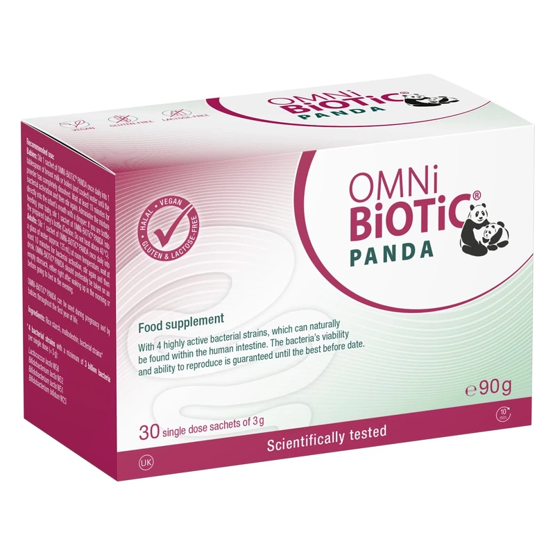 OMNi BiOTiC Panda | A Good Start for Mother and Child | Use During Pregnancy and from Birth Onwards for Babies | 30 sachets (90 g) Powder | Vegan | Gluten-Free | Halal | for Daily use