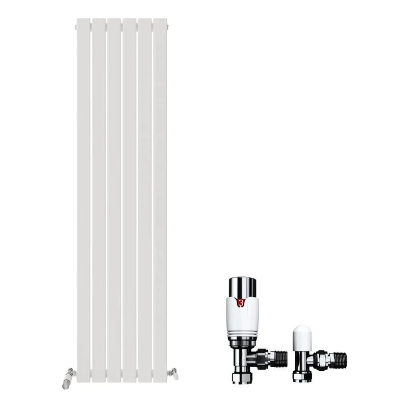 iBathUK Apex Tall Vertical Radiator with Mirror, Single Flat Panel, 1800x450mm, Wall Mounted for Bathroom,Kitchen,Living Room with Radiator Valve - Anthracite