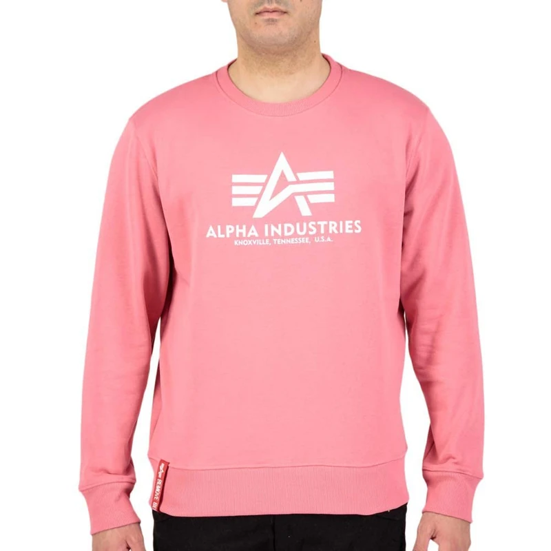 ALPHA INDUSTRIES Men's Basic Sweater Sweatshirt, Coral red, XL
