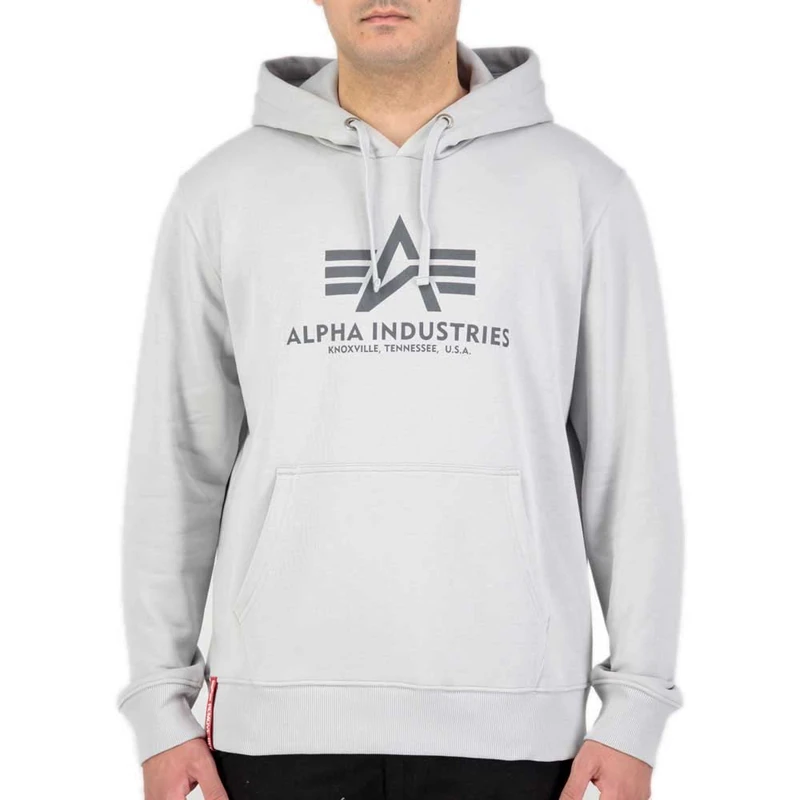 Alpha Industries Basic Hoody Hooded Sweat for Men Pastel Grey