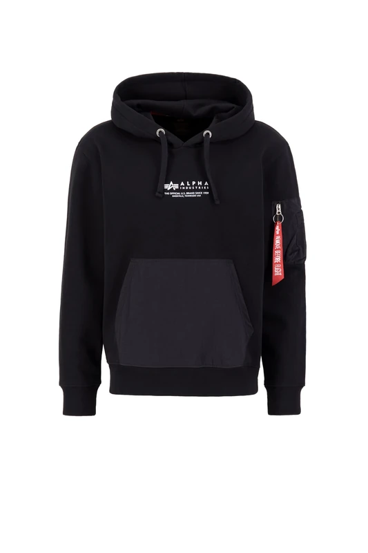 ALPHA INDUSTRIES Men's Nylon Pocket Hoody HOODY, 03-black,
