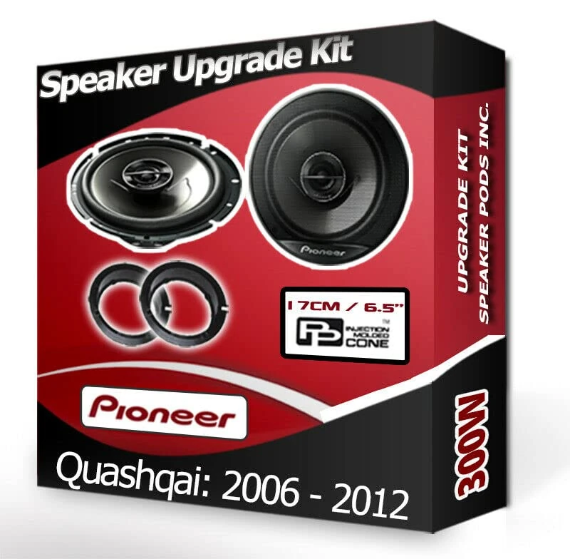 Pioneer car speakers 6.5" 17cm for Qashqai Front Doors + Adaptor pods 300W