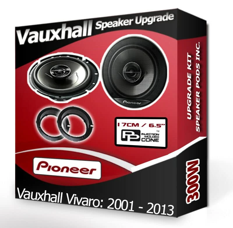Vivaro Speaker upgrade Front Door Pioneer car speakers 6.5" 17cm + Rings 300W