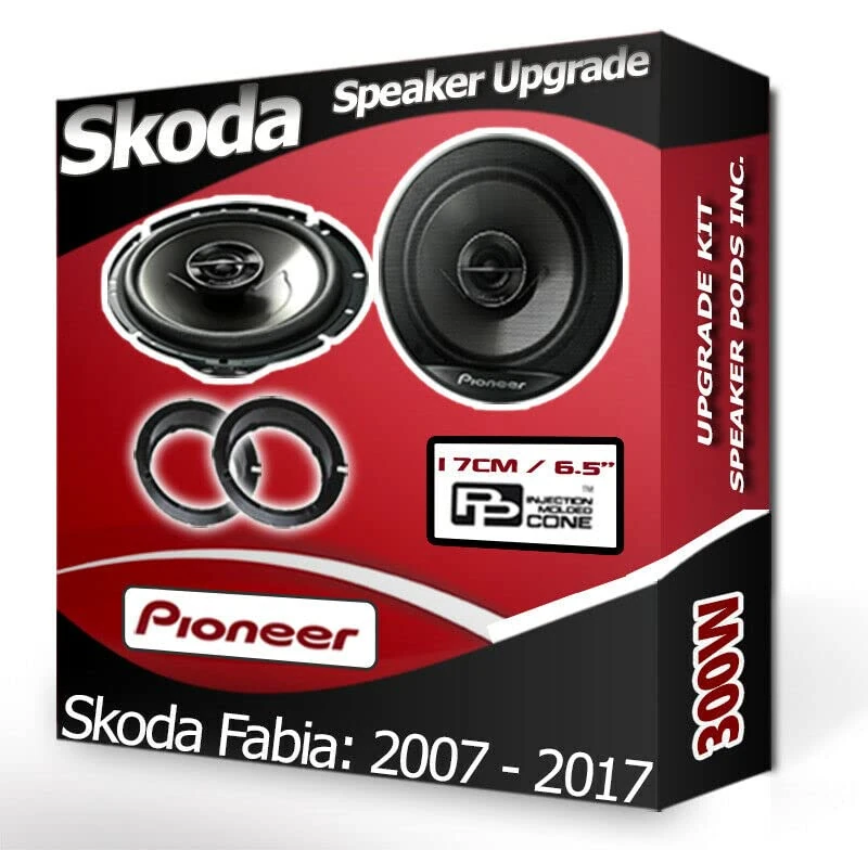 Skoda Fabia Speaker upgrade Front Door Pioneer car speakers 6.5" 17cm + Rings 300W