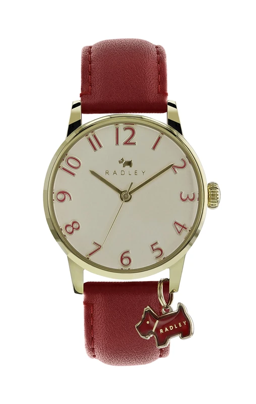 RADLEY Ladies Pale Gold Case with Red Strap Watch RY2250A