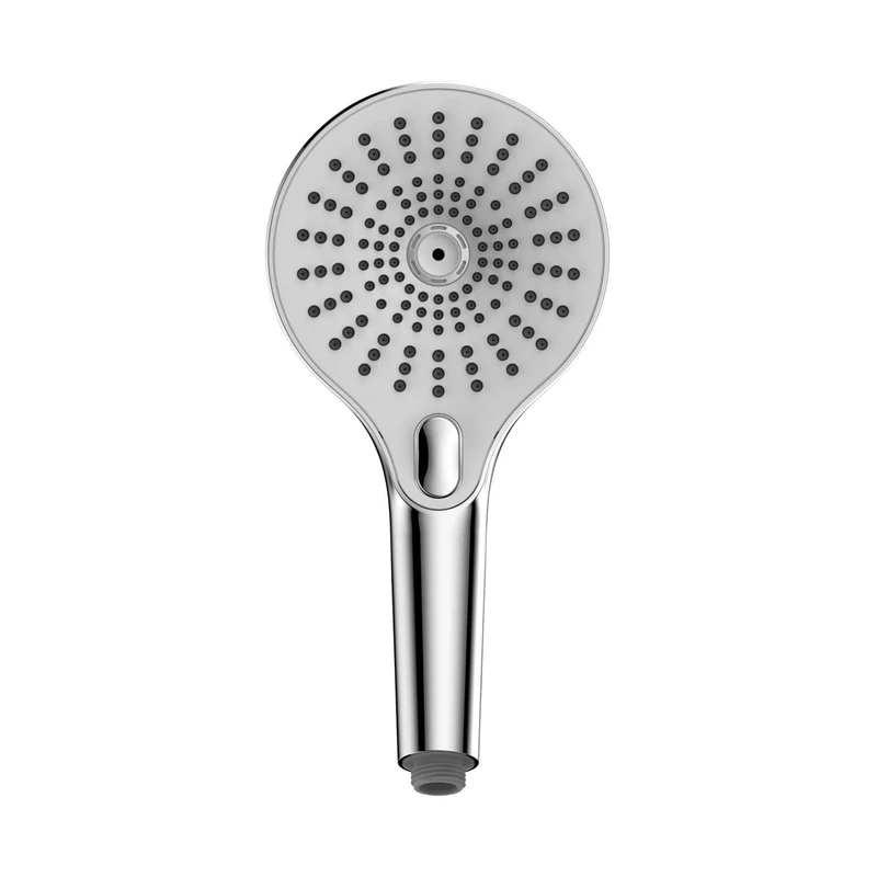WENKO Ultimate Shower head with 3 functions, with minimal splashing and very quiet, made of plastic with ½" universal connection, suitable for instantaneous water heaters, Ø 13 cm, chrome/white