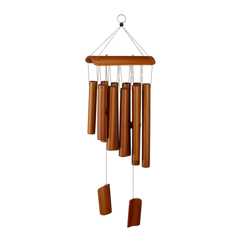 Relaxdays Bamboo Wind Chimes - 12 Tubes Hanging Decor