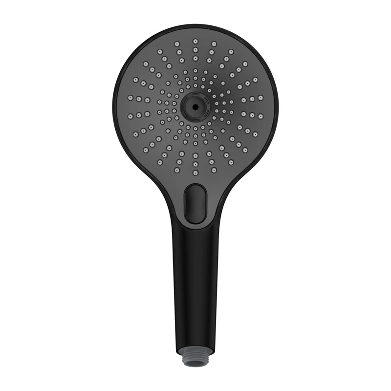 WENKO Ultimate Shower Head, rain shower head with 3 functions, minimal splashing and very quiet, plastic with ½" universal connector, suitable for instantaneous water heaters, Ø 13 cm, black/grey