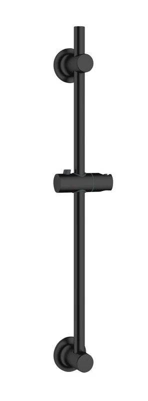 WENKO Shower rod without drilling, shower rod with special adhesive pad, made of stainless steel with holder for handheld shower heads, sliding wall mount, (W/D x H): Ø 2.2 x 70 cm, black