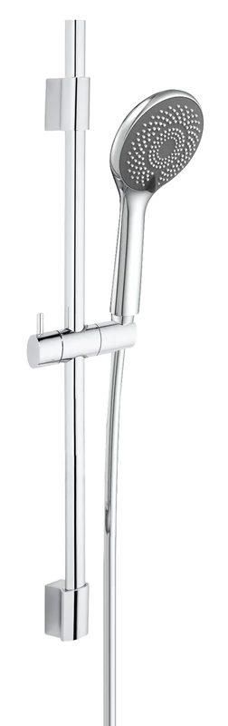 WENKO Watersaving shower set, stainless steel shower rod set with water-saving shower head with 3 spray types and hose, suitable for instantaneous water heaters, universal connection ½", 70 cm, chrome