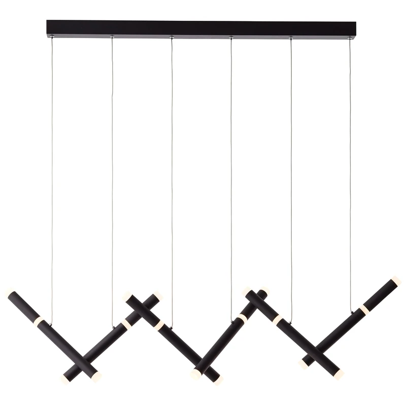 Brilliant 6-Bulb LED Pendant Light Height-Adjustable in 3 Levels via Wall Switch Dimmable Maximum 36 W with Warm White Light Colour Metal/Plastic 150 x 90 cm Black