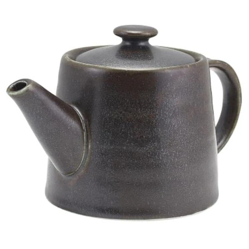 Genware TP-PBK50 Terra Porcelain Teapot, Black, 500mL Capacity, Pack of 6