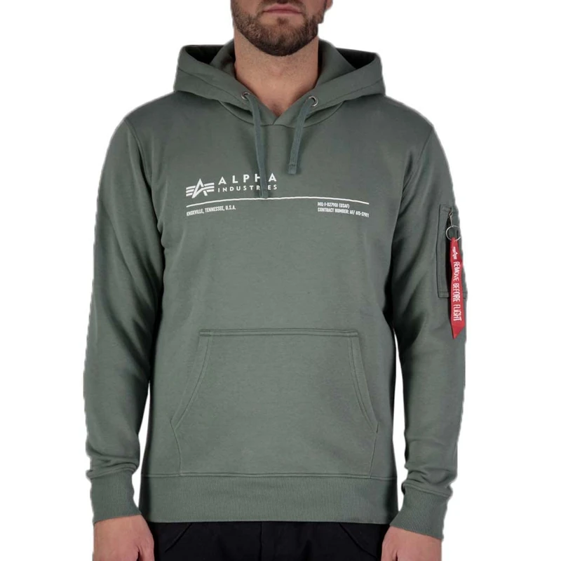Alpha Industries AI Reflective Mens Hooded Sweat Vintage Green