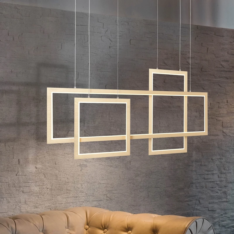 Brilliant Glamour Style Hanging Lamp - Height-Adjustable Pendant Light Dimmable via Wall Switch - 3 Levels with Cable Metal / Plastic in Aluminium / Gold - 1.24 m Height and 80 cm Width
