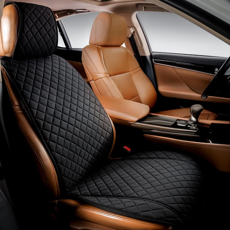 IVICY HYB Linen Car Seat Cover - Front Premium Automotive Seat Covers with Non-Slip Protector - All Seasons Soft & Breathable - Universal Fits Most Vehicles, Trucks, SUVs, Vans - 1 Unit