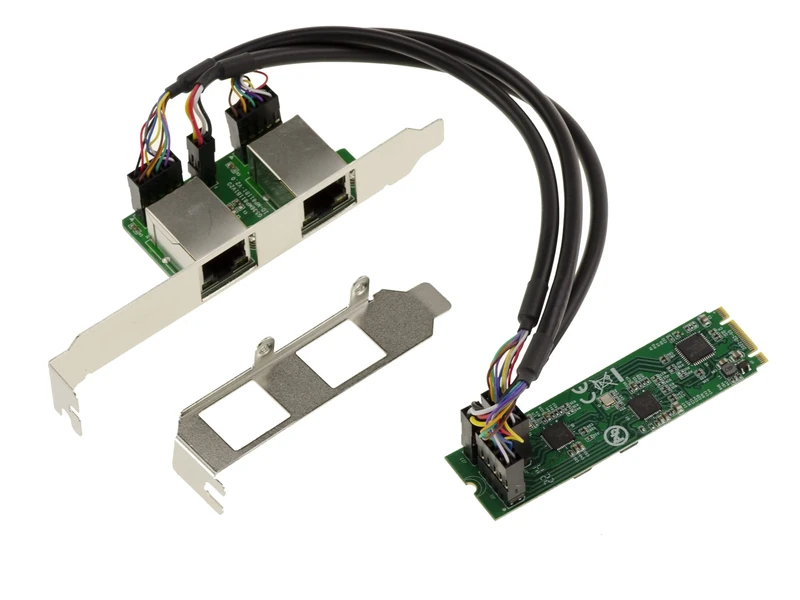 KALEA-INFORMATIQUE M2 M.2 NGFF PCIe B M Key 2 ports 2.5 Gigabit RJ45 LAN ethernet 10 100 1000 1G 2.5G. DUAL Chipset Realtek RTL8125