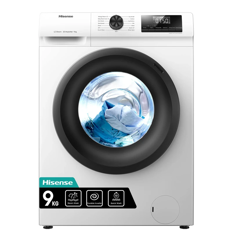 Hisense WFQP9014EVM 9kg Load Washer - Inverter, Steam, Quick Wash