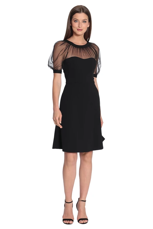 Maggy London Women's Illusion Dress Occasion Event Party Holiday Cocktail Guest of Wedding, Black, 12