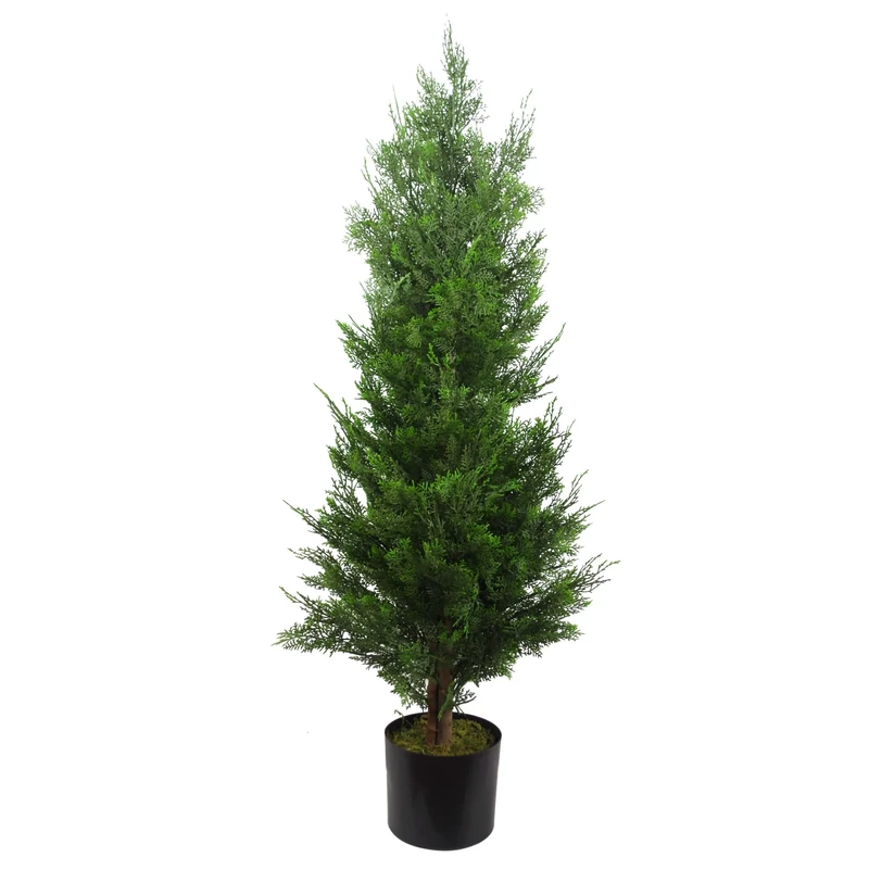 Leaf Artificial Cedar Cypress Confier Trees, Wood, Green 120cm Bushy, 4 feet