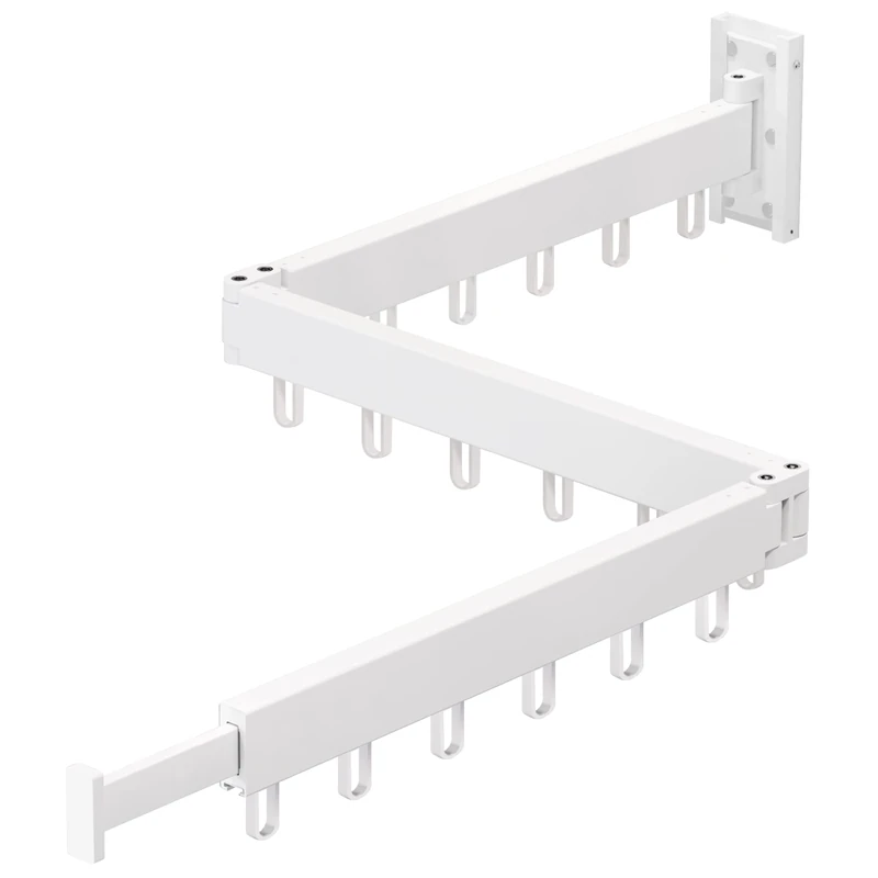 ZdwCyl Clothes Drying Rack,Laundry Drying Rack Wall Mount, Space Saver Wall Mounted Clothes Rack,Retractable,Collapsible(Tri-Fold), White Color Drying Rack Clothing(Ring)