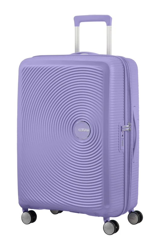 American Tourister Soundbox - Hard Shell Suitcase Medium, 67 cm - Trolley Suitcase with 4 Wheels, TSA Lock, Expandable & Light, 71.5/81L, Lavender (Lavender)