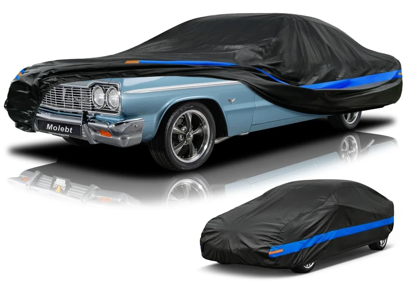 Molebt Car Cover Waterproof All Weather for Automobiles, Universal Fit Genesis G90, Ford Crown Victoria/Galaxie, Buick Roadmaster, Chevrolet Caprice etc, Suitable for Sedan Length up to 218 Inch.