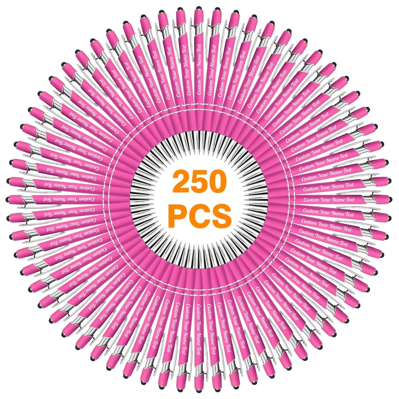 Up to 250 Pcs personalised Pen Bulk ,Custom Ballpoint Pens with Engraved Business Name Message Logo, Soft Black Ink Stylus with Touch Metal Office,Gift for Anniversaries, Graduations, Birthdays