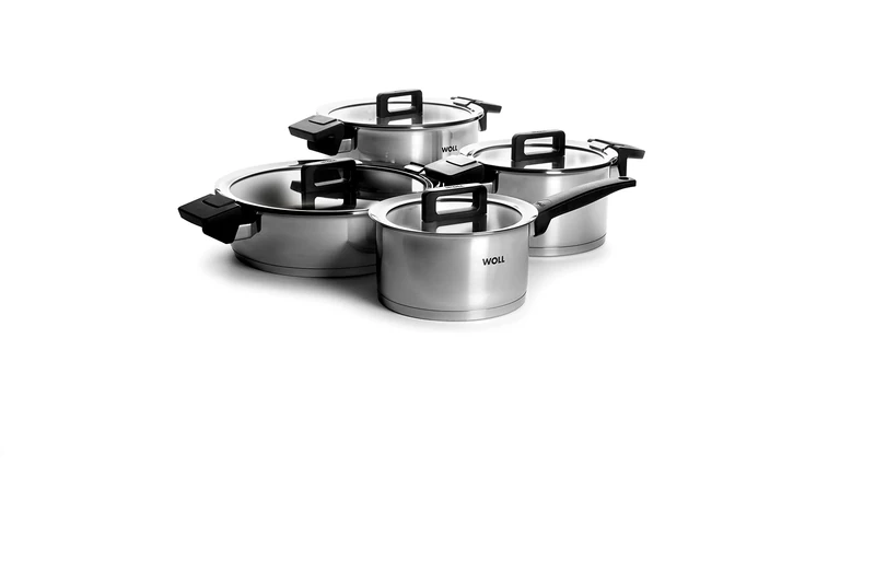 Woll Concept 8-Piece Induction Saucepan Set, Suitable for All Types of Cookers, Stainless Steel, Oven-Safe up to 200°, Silver - Image 1