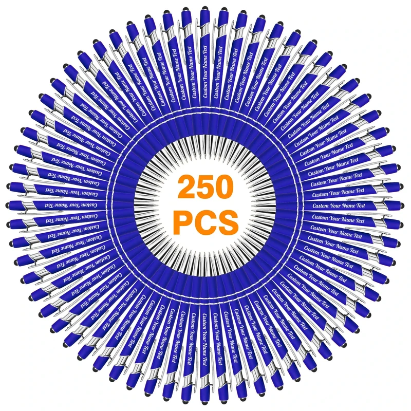 Up to 250 Pcs personalised Pen Bulk ,Custom Ballpoint Pens with Engraved Business Name Message Logo, Soft Black Ink Stylus with Touch Metal Office,Gift for Anniversaries, Graduations, Birthdays