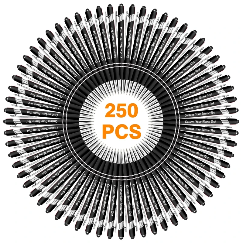 Up to 250 Pcs personalised Pen Bulk ,Custom Ballpoint Pens with Engraved Business Name Message Logo, Soft Black Ink Stylus with Touch Metal Office,Gift for Anniversaries, Graduations, Birthdays