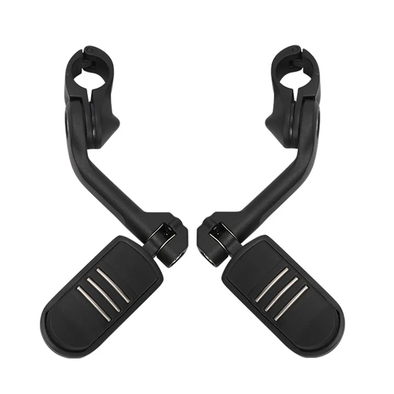 HIMIKI Motorcycle Highway Pegs Adjustable Foot Peg Compatible with Softail Sportster Electra Road Glide Road King Street Glide with 1.25" Engine Guard Matte Black Long Angled