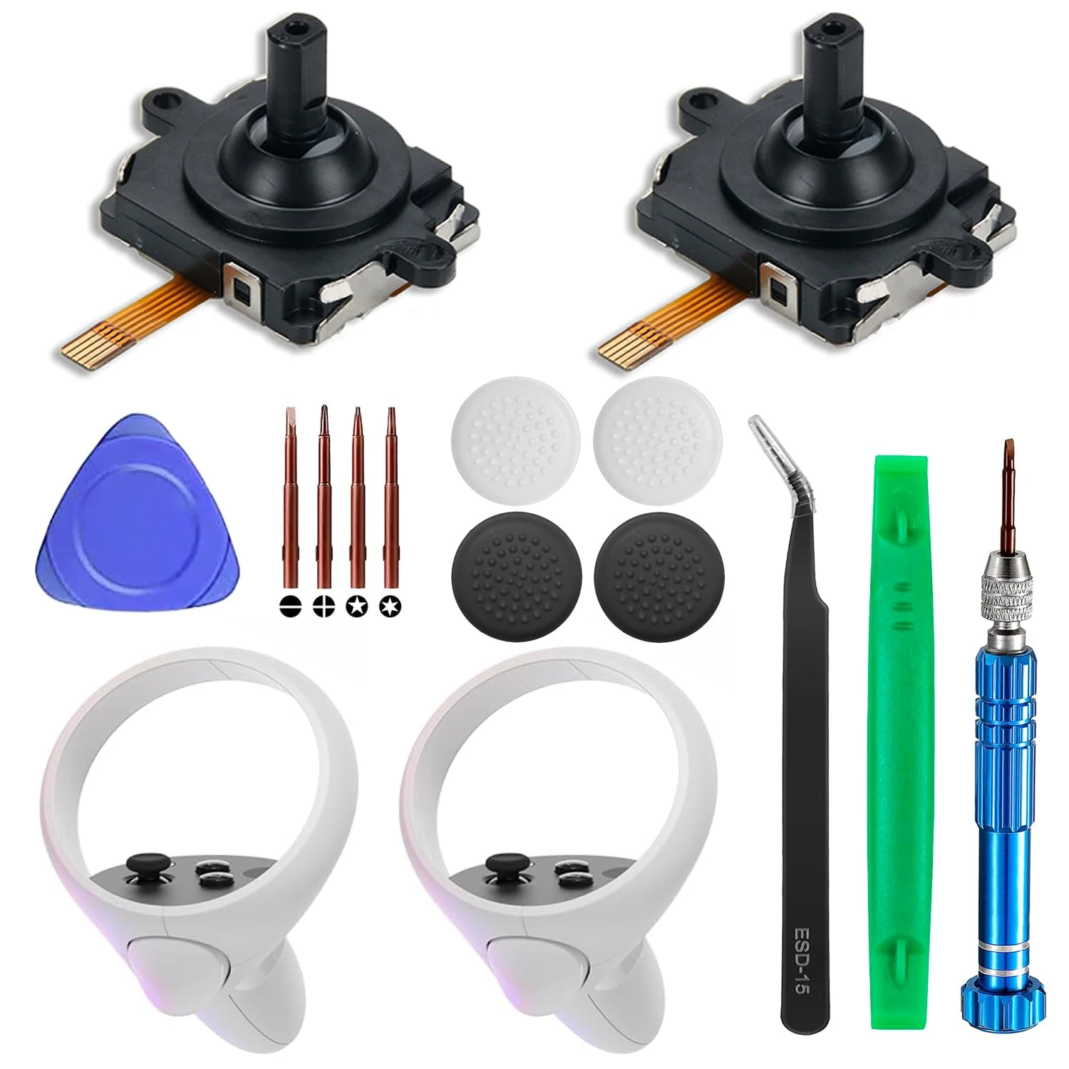 2 Pack Joystick Replacement for Oculus Quest 2 Controller/Meta Quest 2 Controller, Replacement Joystick Analog Thumb Stick Repair Kit for Oculus Quest 2 Accessories