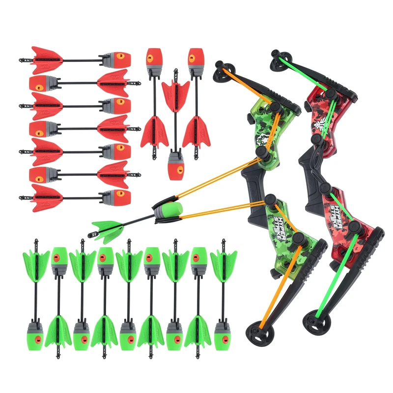 Zing HyperStrike Dominator Bow Battle Pack - 2 Dominator Bows, 20 Zonic Whistle Arrows, 2 Sets of Bungee Replacements, 2 Shoulder Straps and 4 Arrow Holders - Long Range Outdoor Play, Ages 14 and Up