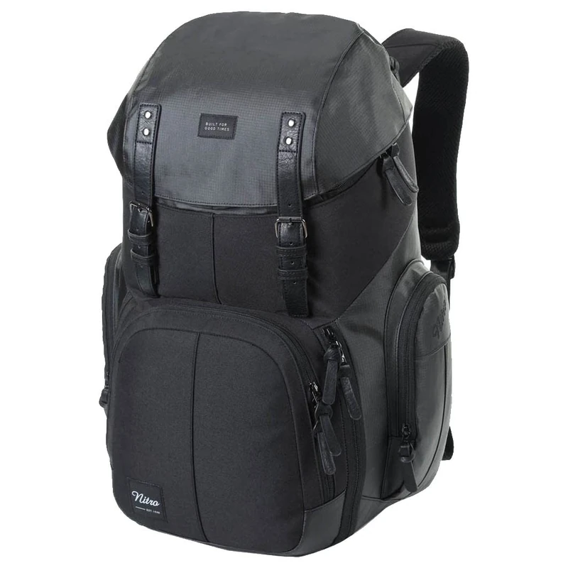 Nitro Weekender Everyday Backpack with Padded Laptop Compartment, School Backpack, Hiking Backpack with Wet Compartment, 42 Litres, Tough Black, Tough black, 42 L, Rucksack