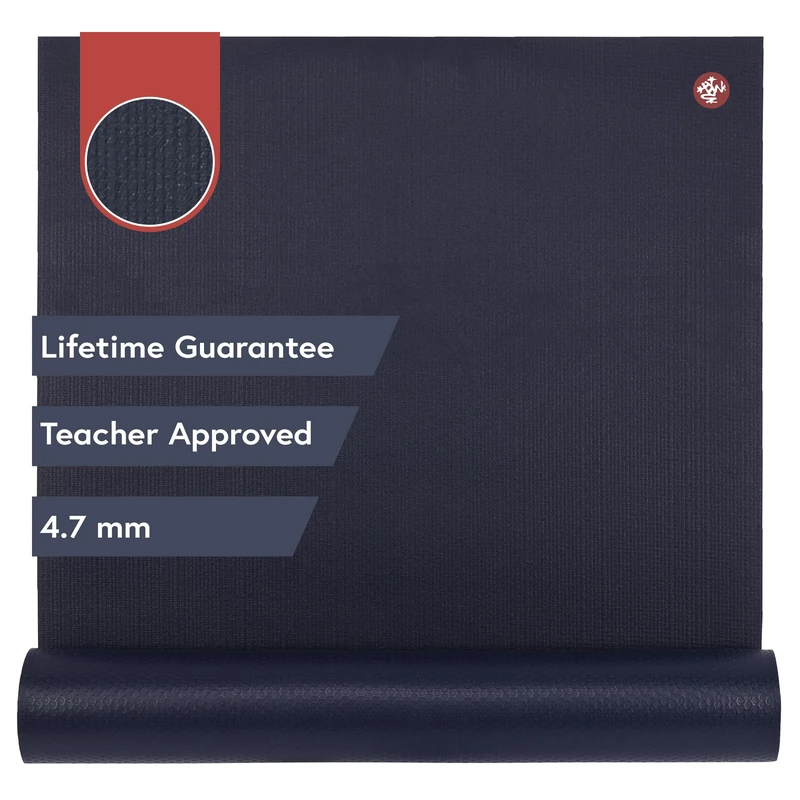Manduka PRO Lite Long & Wide Yoga Mat - Lightweight For Women and Men, Non Slip, Cushion for Joint Support and Stability, 4.7mm Thick, 79in x 30in (200cm x 132cm), Midnight Blue
